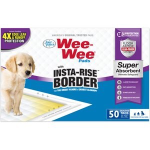 Four Paws Wee-Wee Unscented Insta-Rise Border Super Absorbant Dog Pee Pads, 22x23-in, 50 count