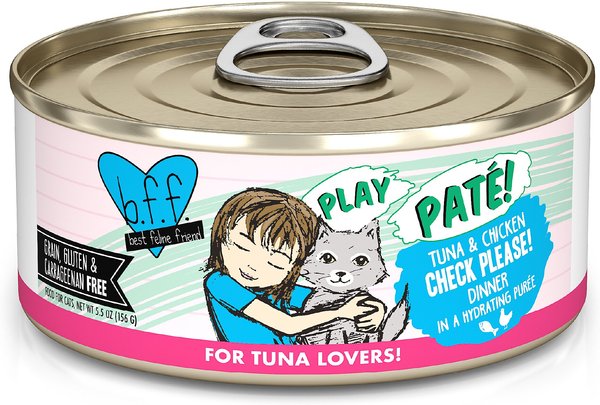 BFF Play Pate Lovers Tuna & Chicken Check Please Wet Cat Food, 5.5-oz can, pack of 8 slide 1 of 10