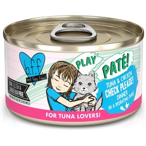 BFF Play Pate Lovers Tuna & Chicken Check Please Wet Cat Food, 2.8-oz can, pack of 12