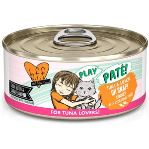 BFF Play Pate Lovers Tuna & Salmon Oh Snap Wet Cat Food, 5.5-oz can, pack of 8