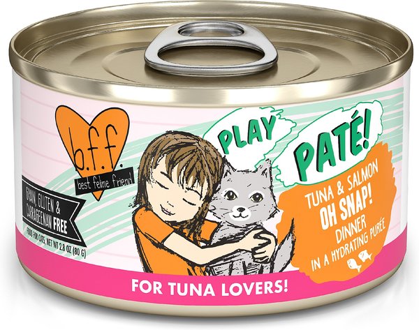 BFF Play Pate Lovers Tuna & Salmon Oh Snap Wet Cat Food, 2.8-oz can, pack of 12 slide 1 of 10