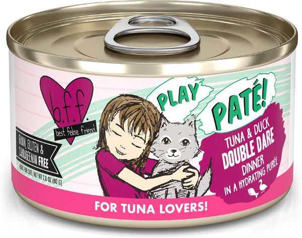 BFF Play Pate Lovers Tuna & Duck Double Dare Wet Cat Food, 2.8-oz can, pack of 12 slide 1 of 11