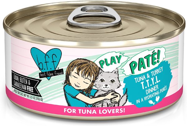 BFF Play Pate Lovers Tuna & Turkey T.T.Y.L. Wet Cat Food, 5.5-oz can, pack of 8 slide 1 of 10