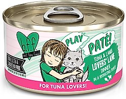 BFF Play Pate Lovers Tuna & Lamb Lovers' Lane Wet Cat Food, 2.8-oz can, pack of 12