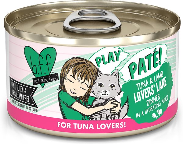 BFF Play Pate Lovers Tuna & Lamb Lovers' Lane Wet Cat Food, 2.8-oz can, pack of 12 slide 1 of 10
