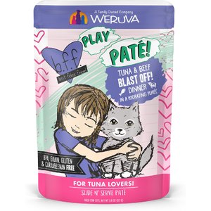 BFF Play Pate Lovers Tuna & Beef Blast Off Wet Cat Food, 3-oz pouch, pack of 12