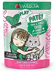 BFF Play Pate Lovers Tuna & Turkey Totes Wet Cat Food, 3-oz pouch, pack of 12