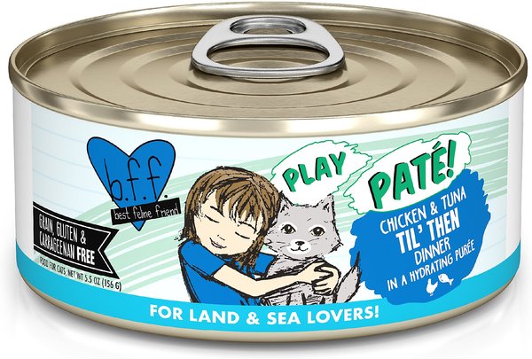 BFF Play Pate Lovers Chicken & Tuna Til' Then Wet Cat Food, 5.5-oz can, pack of 8 slide 1 of 10