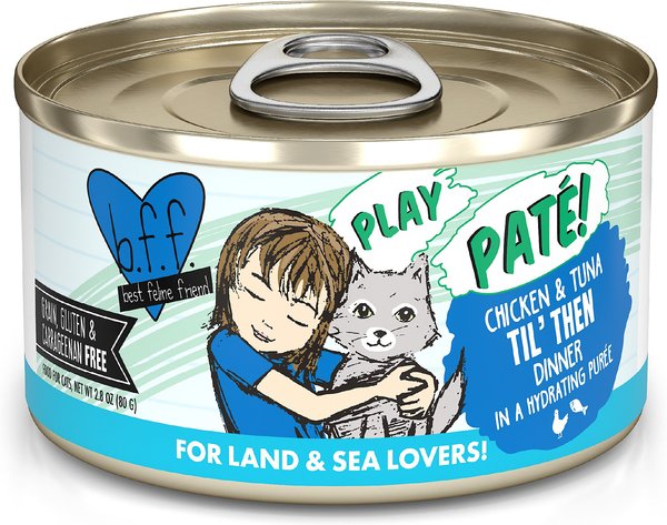 BFF Play Pate Lovers Chicken & Tuna Til' Then Wet Cat Food, 2.8-oz can, pack of 12 slide 1 of 10