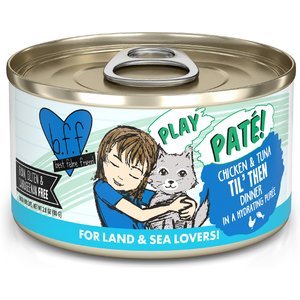BFF Play Pate Lovers Chicken & Tuna Til' Then Wet Cat Food, 2.8-oz can, pack of 12