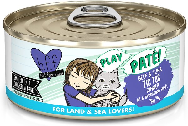 BFF Play Pate Lovers Beef & Tuna Tic Toc Wet Cat Food, 5.5-oz can, pack of 8 slide 1 of 10