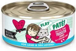 BFF Play Pate Lovers Duck & Tuna Trickster Wet Cat Food, 5.5-oz can, pack of 8