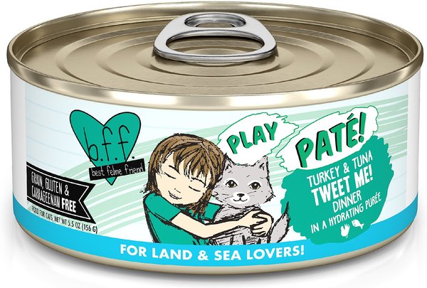 BFF Play Pate Lovers Turkey & Tuna Tweet Me Wet Cat Food, 5.5-oz can, pack of 8 slide 1 of 10