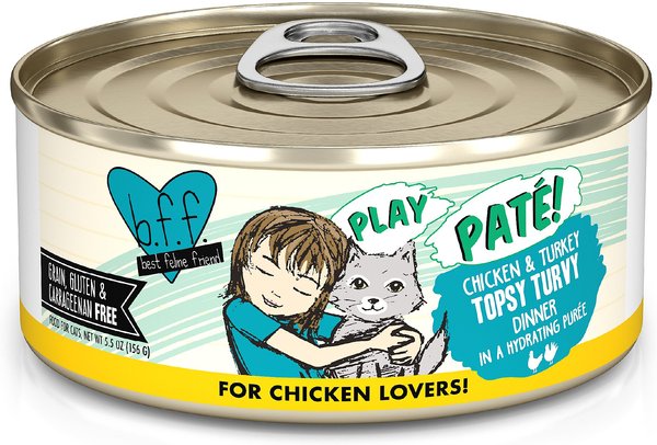 BFF Play Pate Lovers Chicken & Turkey Topsy Turvy Wet Cat Food, 5.5-oz can, pack of 8 slide 1 of 11