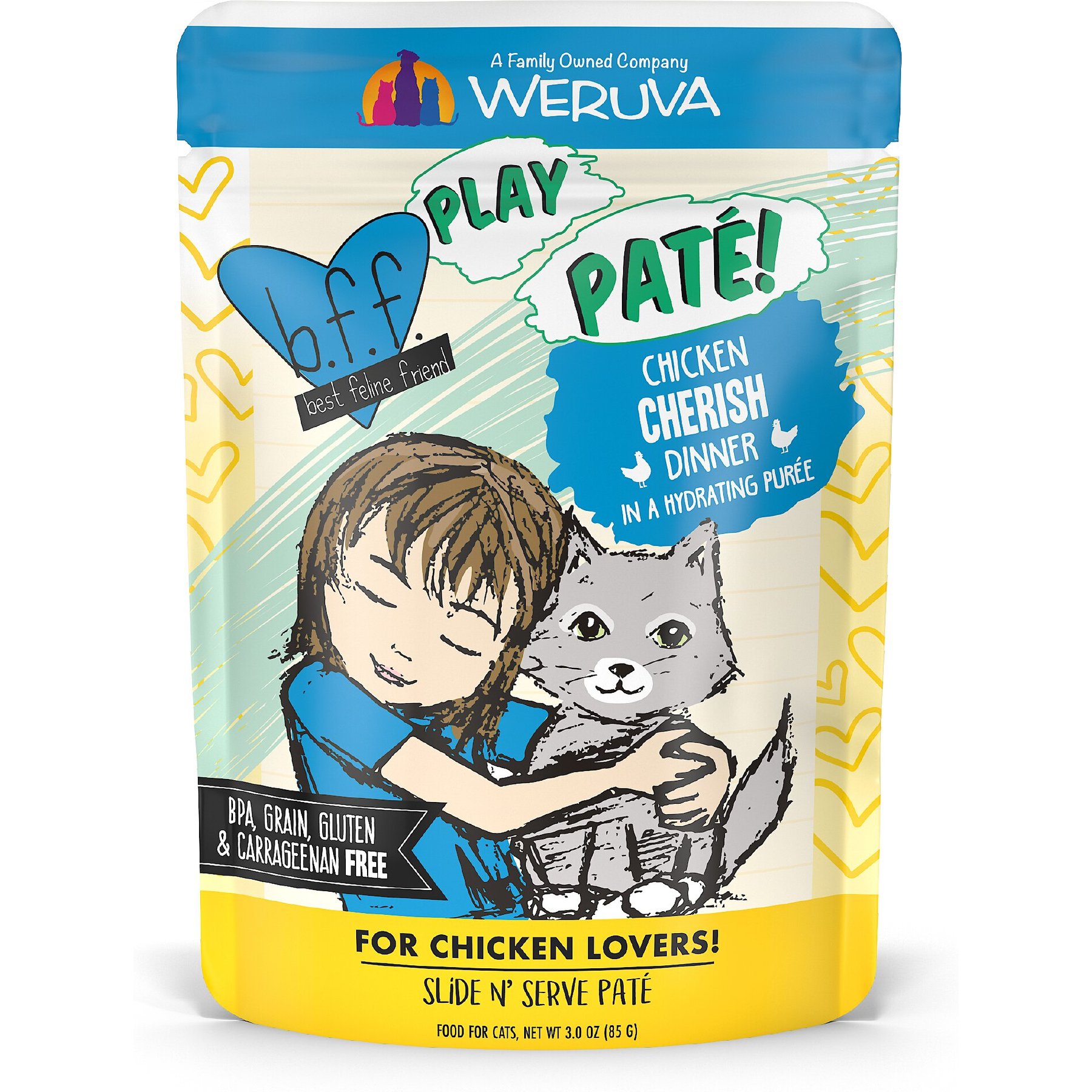 BFF Play Pate Lovers Chicken Cherish Wet Cat Food 3 oz pouch