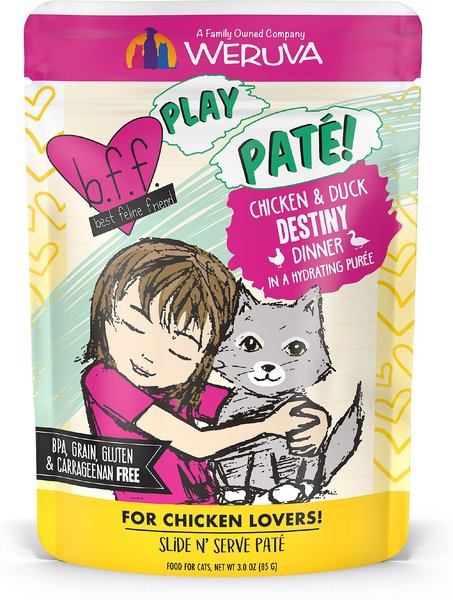 BFF Play Pate Lovers Chicken & Duck Destiny Wet Cat Food, 3-oz pouch, pack of 12 slide 1 of 10