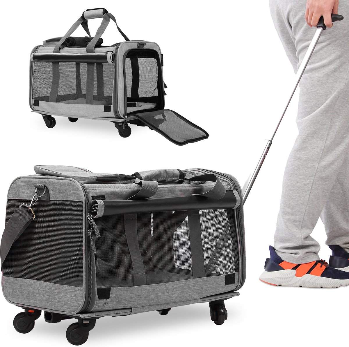 KOPEKS Detachable Wheel Dog & Cat Carrier Bag - Chewy.com