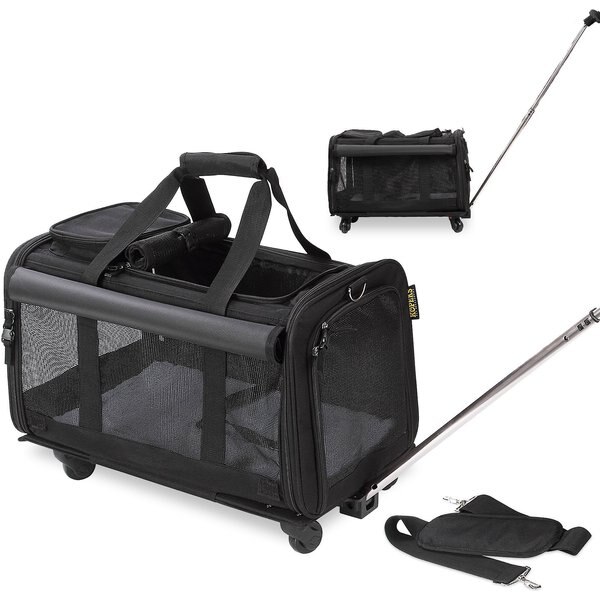 KOPEKS Detachable Wheel Dog & Cat Carrier Bag, Black