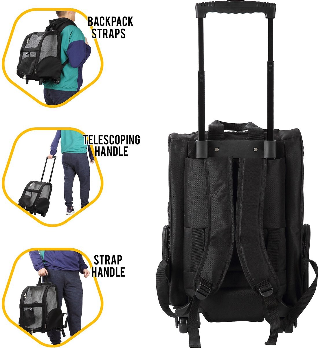 KOPEKS Deluxe Travel AirlineApproved Dog & Cat Carrier Backpack, Black