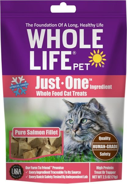 Whole Life Just One Ingredient Pure Salmon Fillet Grain-Free Freeze-Dried Cat Treats, 2.5-oz bag slide 1 of 10