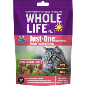 Whole Life Just One Ingredient Pure Salmon Fillet Grain-Free Freeze-Dried Cat Treats, 2.5-oz bag