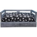 Iconic Pet Sassy Paws Wooden Sofa Cat & Dog Bed with Removable Cover, Antique Gray, Small