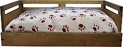 Iconic Pet Sassy Paws Wooden Sofa Cat & Dog Bed with Removable Cover, Rustic Brown, Medium