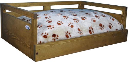 Show full view: Iconic Pet Sassy Paws Wooden Sofa Cat & Dog Bed with Removable Cover, Rustic Brown, Medium slide 2 of 9