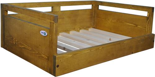 Show full view: Iconic Pet Sassy Paws Wooden Sofa Cat & Dog Bed with Removable Cover, Rustic Brown, Medium slide 3 of 9