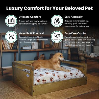 Show full view: Iconic Pet Sassy Paws Wooden Sofa Cat & Dog Bed with Removable Cover, Rustic Brown, Medium slide 5 of 9