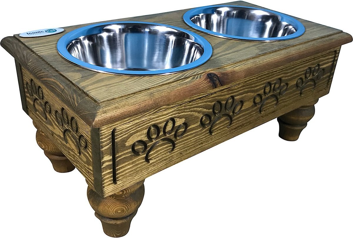 Iconic Pet Sassy Paws Wooden Elevated Dog & Cat Bowls