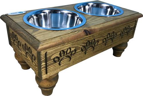 Show full view: Iconic Pet Sassy Paws Wooden Elevated Dog & Cat Bowls, Rustic Brown, 4-cup slide 2 of 6