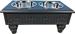 Iconic Pet Sassy Paws Wooden Elevated Dog & Cat Bowls, Black, 4-cup