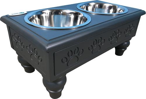 Show full view: Iconic Pet Sassy Paws Wooden Elevated Dog & Cat Bowls, Black, 4-cup slide 2 of 6