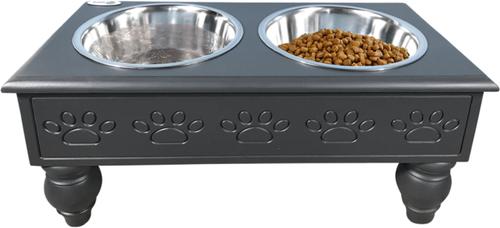 Show full view: Iconic Pet Sassy Paws Wooden Elevated Dog & Cat Bowls, Black, 4-cup slide 5 of 6