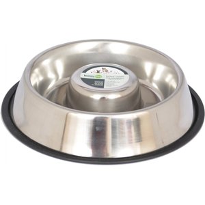 Iconic Pet Non-Skid Stainless Steel Slow Feeder Dog & Cat Bowl, 1.5-cup