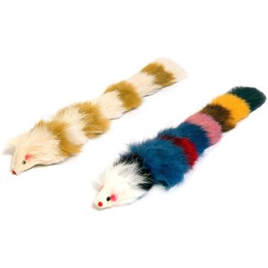 Iconic Pet Fur Weasel Squeaky Chaser Cat Toy, 2 count