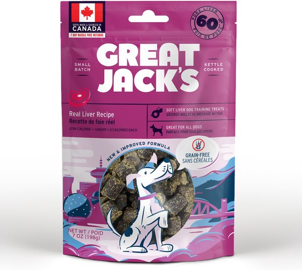 Great Jack's Big Bitz Liver Recipe Grain-Free Dog Treats, 7-oz bag slide 1 of 7