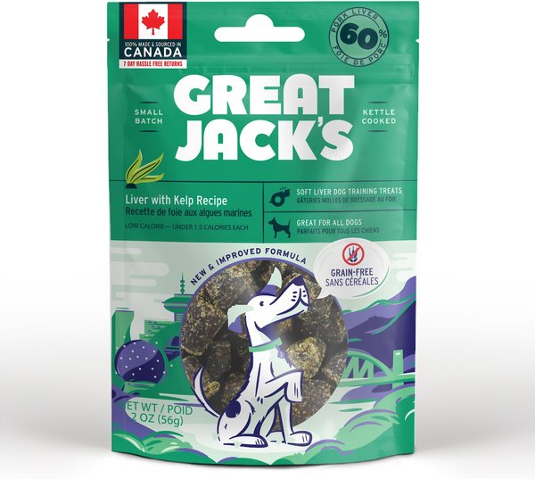 Great Jack's Big Bitz Liver & Kelp Recipe Grain-Free Dog Treats, 2-oz bag slide 1 of 7