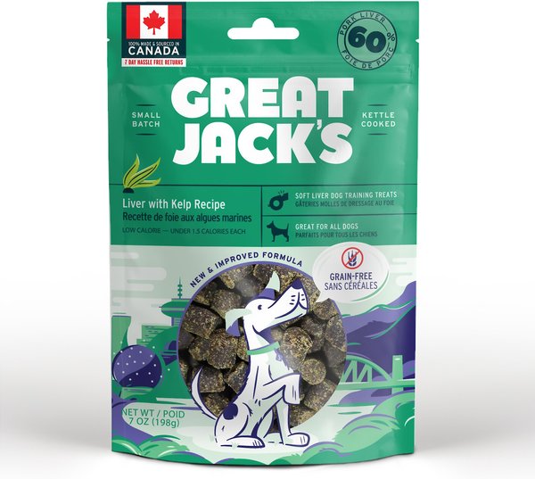 Great Jack's Big Bitz Liver & Kelp Recipe Grain-Free Dog Treats, 7-oz bag slide 1 of 7