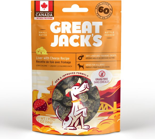 Great Jack's Big Bitz Liver & Cheese Recipe Grain-Free Dog Treats, 2-oz bag slide 1 of 7