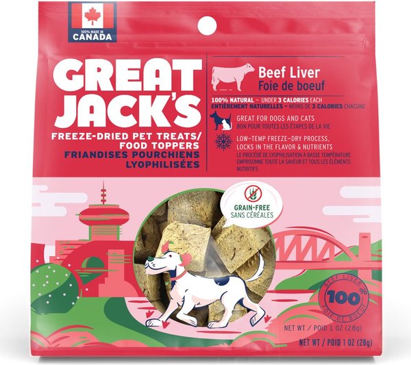 Great Jack's Freeze-Dried Beef Liver Dog Treats, 1-oz bag slide 1 of 7