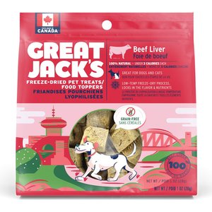 Great Jack's Freeze-Dried Raw Beef Liver Dog Treats, 1-oz bag