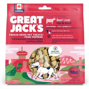 Great Jack's Freeze-Dried Raw Beef Liver Dog Treats, 7-oz bag