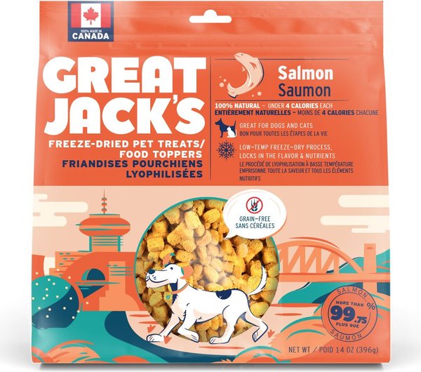 Great Jack's Freeze-Dried Raw Salmon Dog Treats, 14-oz bag slide 1 of 7