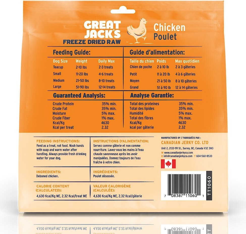GREAT JACK'S FreezeDried Chicken Dog Treats, 14oz bag
