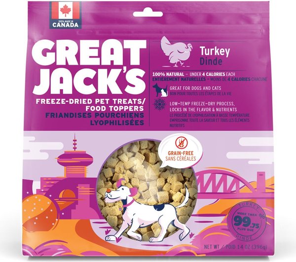 Great Jack's Freeze-Dried Raw Turkey Dog Treats, 14-oz bag slide 1 of 7