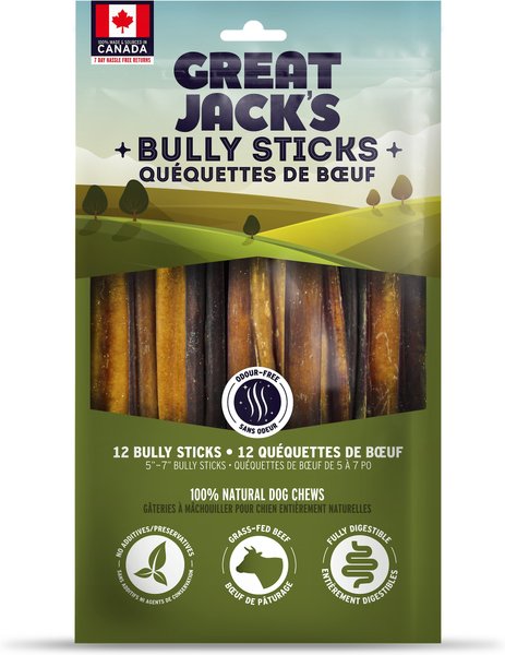 Great Jack's Canada Made Bully Sticks Dog Treats, 5-7-in, 12 count slide 1 of 8