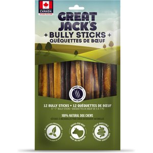 Great Jack's Canada Made Bully Sticks Dog Treats, 5-7-in, 12 count