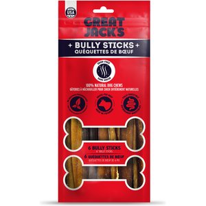Great Jack's USA Made Bully Sticks Dog Treats, 5-7-in, 6 count